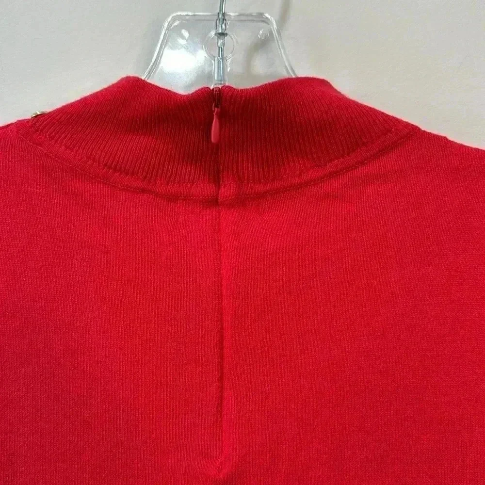 Michael Kors Women’s Red Mock Neck Studded Collar Sweater Size S